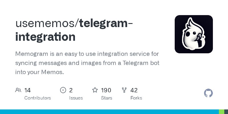 GitHub - usememos/telegram-integration: Memogram is an easy to use integration service for syncing messages and images from a Telegram…